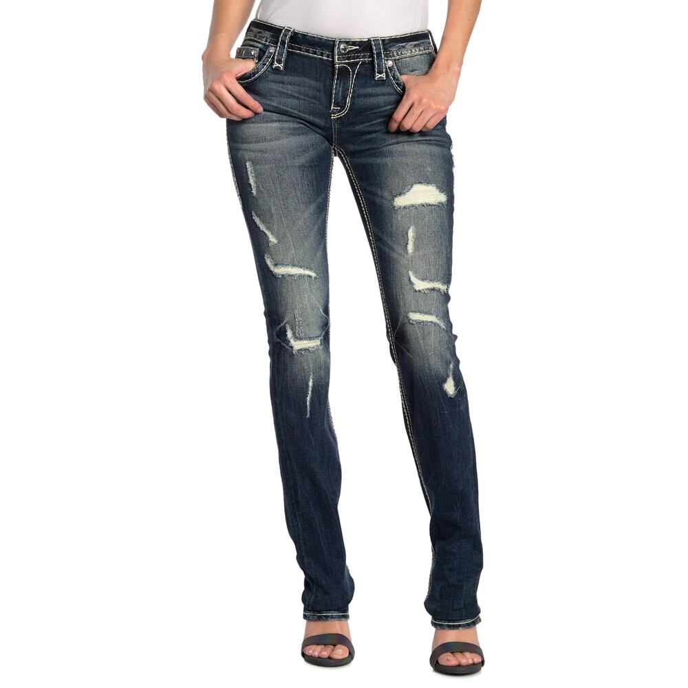 Rock Revival Priya Distressed Straight Jeans - 27 Waist New
